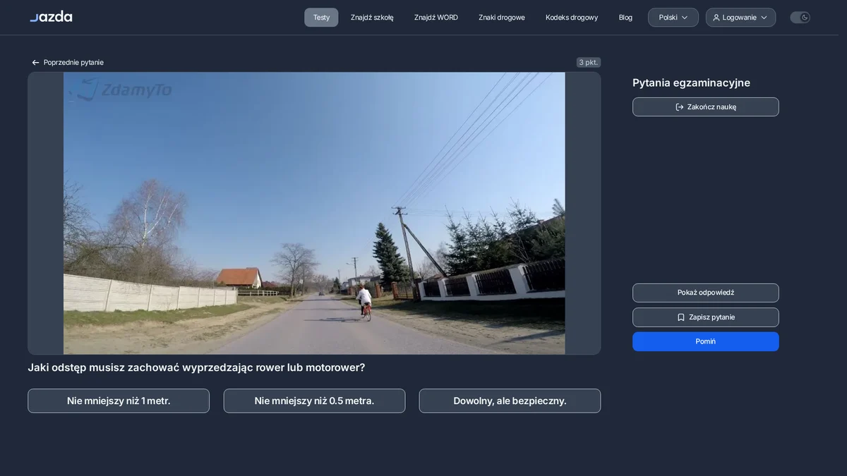Jaki odstęp przy wyprzedzaniu roweru - zasada 1 metra