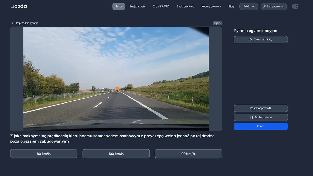 Prędkość samochodu osobowego z przyczepą poza obszarem zabudowanym - dlaczego to 80 km/h