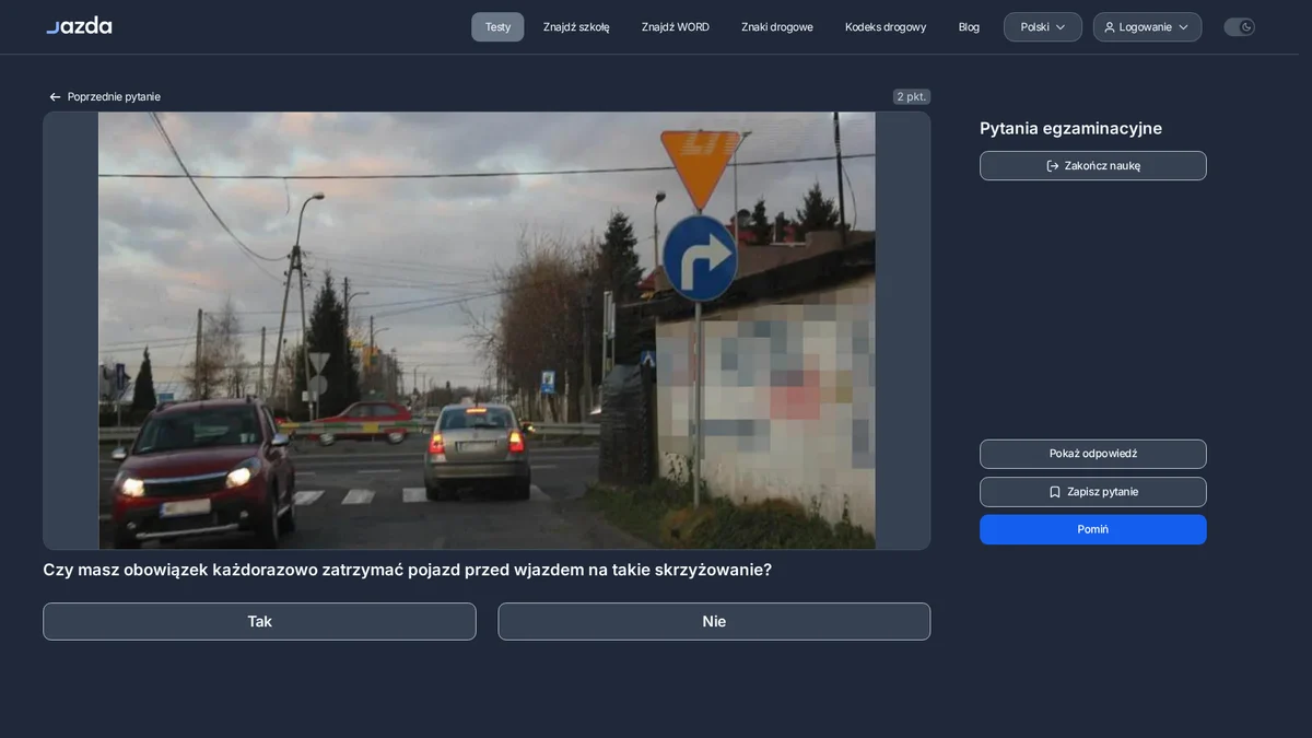 Znak ustąp pierwszeństwa - czy zawsze trzeba zatrzymać pojazd przed skrzyżowaniem