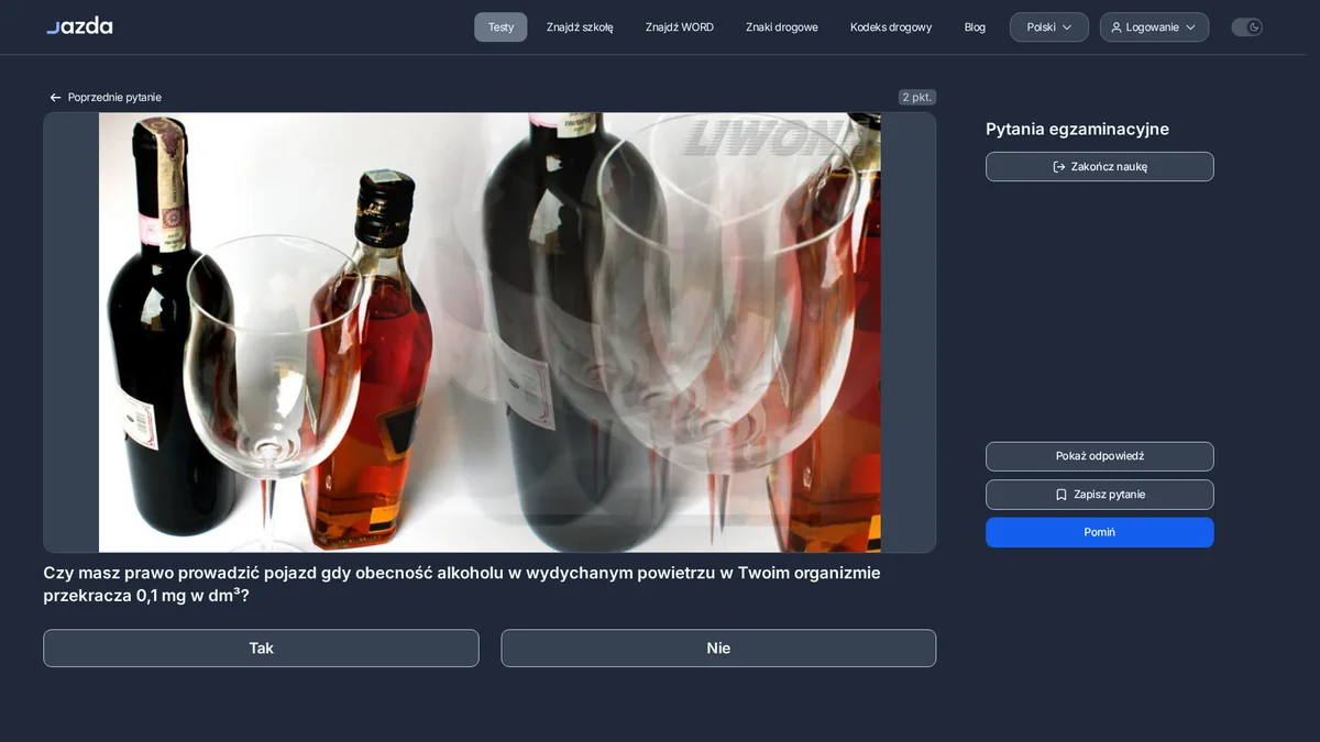 Ile alkoholu wolno mieć za kierownicą - granica 0,1 mg w wydychanym powietrzu