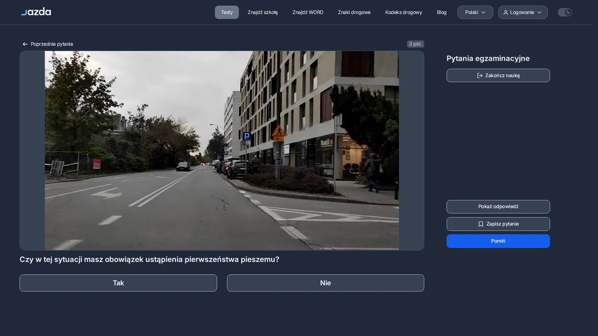 Ustąpienie pierwszeństwa pieszemu sygnalizującemu wejście na jezdnię