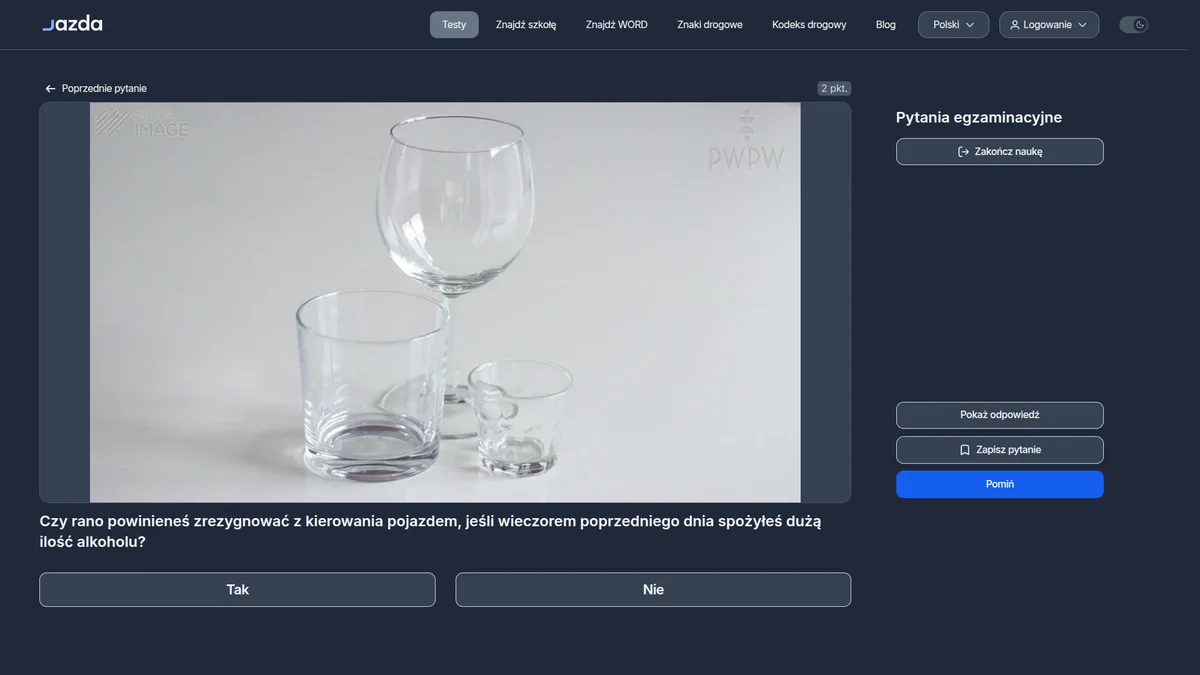 Alkohol dzień po - czy rano można prowadzić samochód