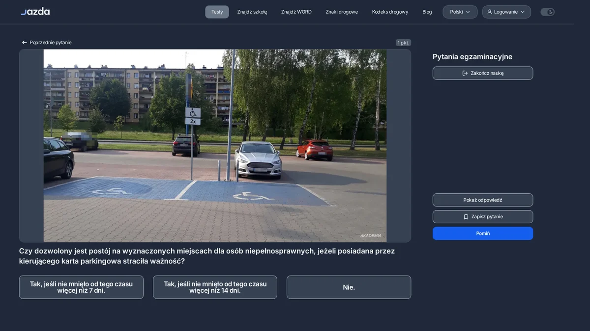 Nieważna karta parkingowa a miejsce dla niepełnosprawnych