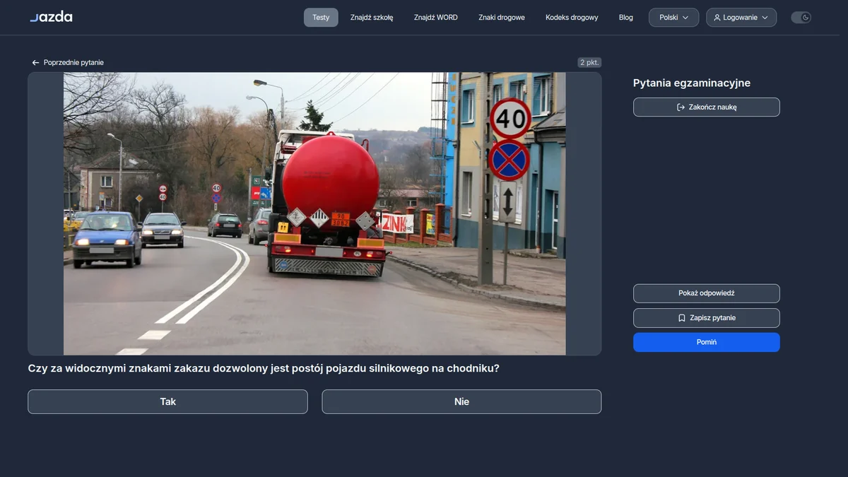 Postój na chodniku za znakiem zakazu - kiedy jest zabroniony