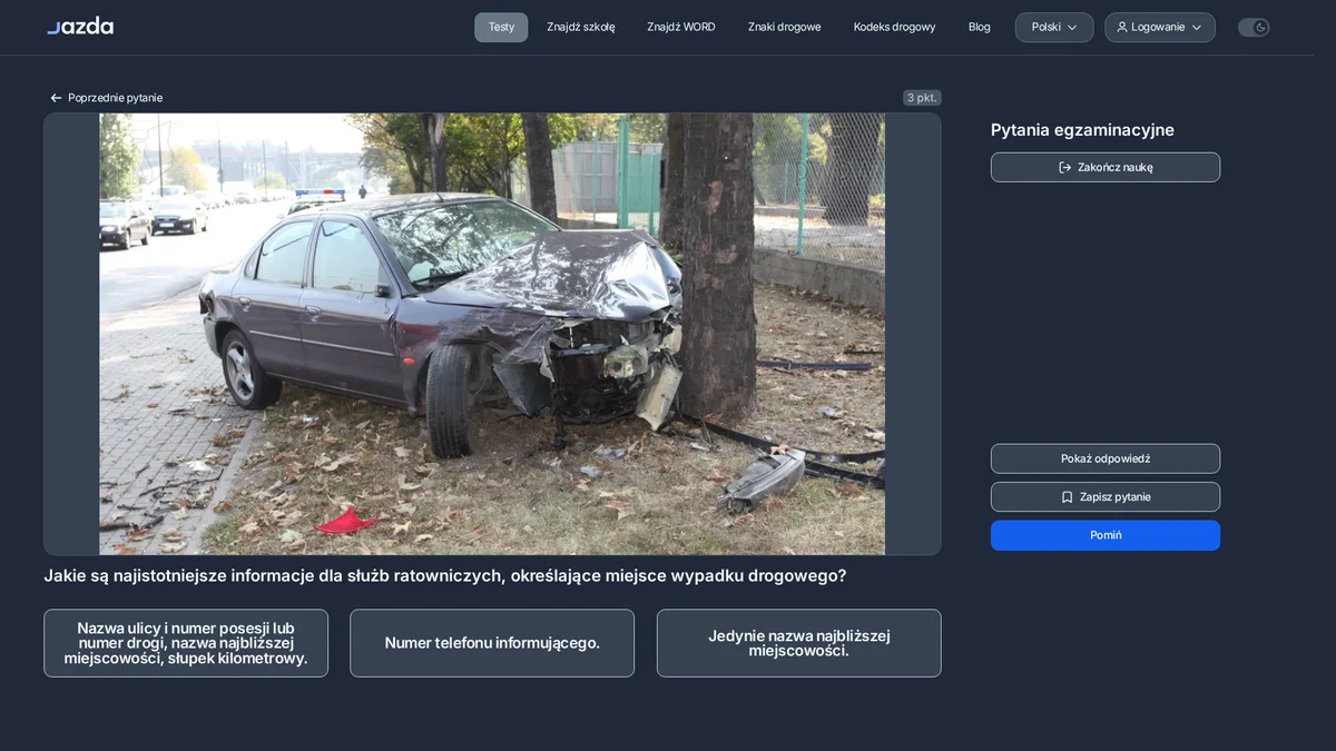 Wezwanie służb do wypadku - jak precyzyjnie podać miejsce