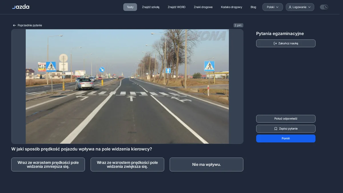 Pole widzenia kierowcy a prędkość - dlaczego szybka jazda zwęża widzenie