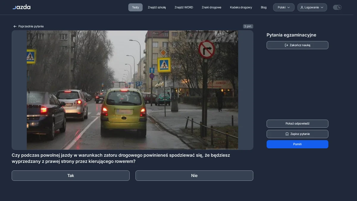 Wyprzedzanie z prawej strony przez rowerzystę w korku - co mówi przepis