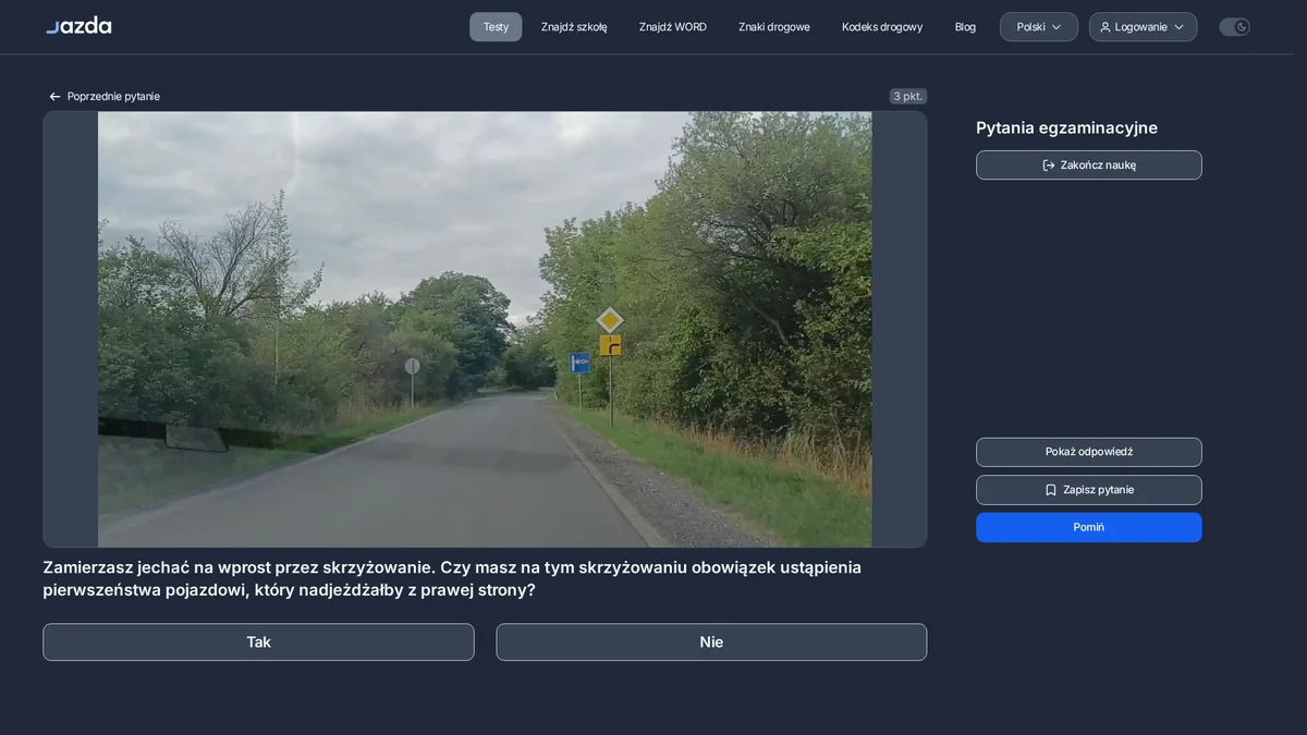 Pierwszeństwo przejazdu z prawej strony na skrzyżowaniu dróg z pierwszeństwem