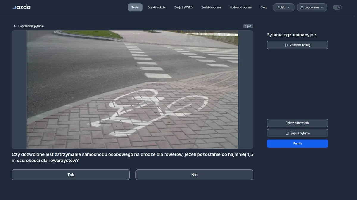 Zatrzymanie samochodu na drodze dla rowerów - czy jest dozwolone