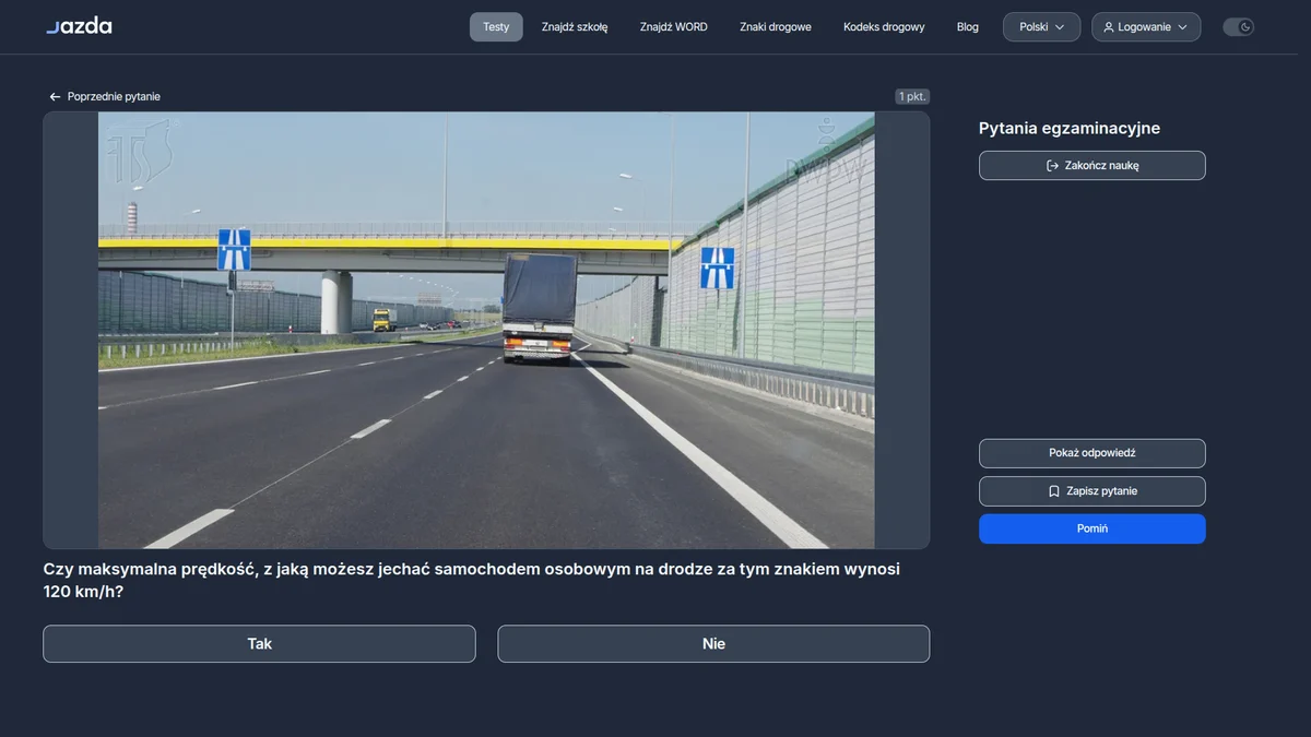 Maksymalna prędkość na autostradzie - znak D-9 i limit dla samochodu osobowego