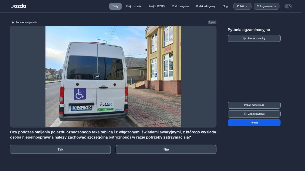 Omijanie pojazdu, z którego wysiada osoba niepełnosprawna