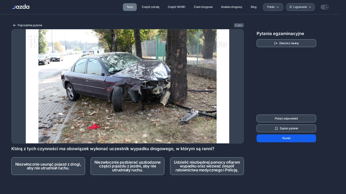Wypadek z rannymi - obowiązki uczestnika krok po kroku