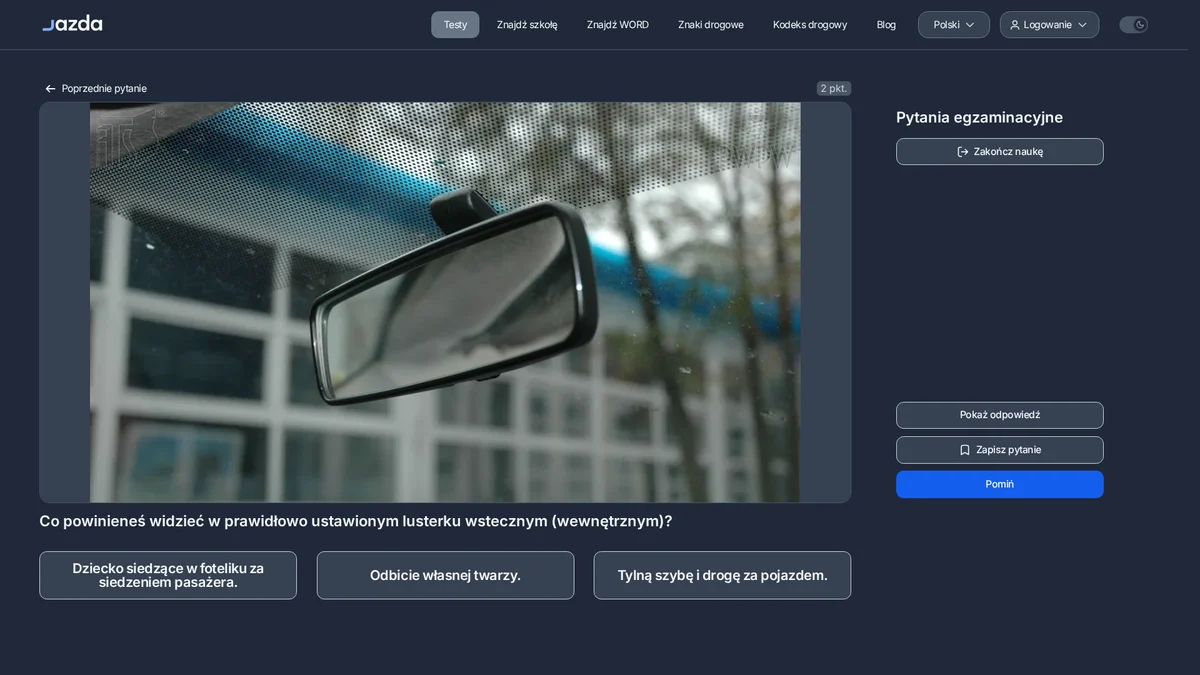 Jak ustawić lusterko wsteczne wewnętrzne