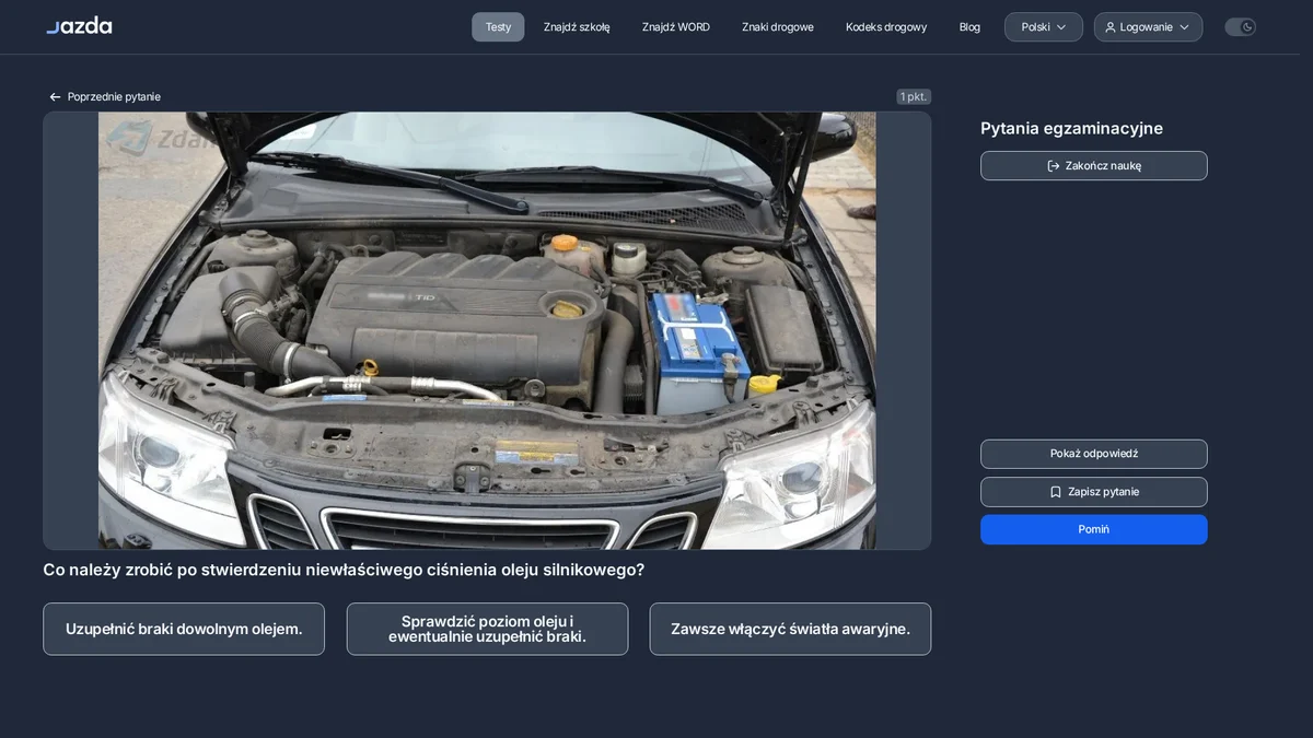 Niskie ciśnienie oleju - co zrobić po zapaleniu kontrolki