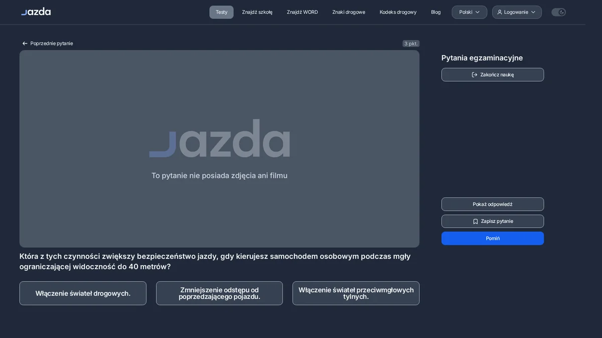 Światła przeciwmgłowe tylne podczas mgły - kiedy je włączyć