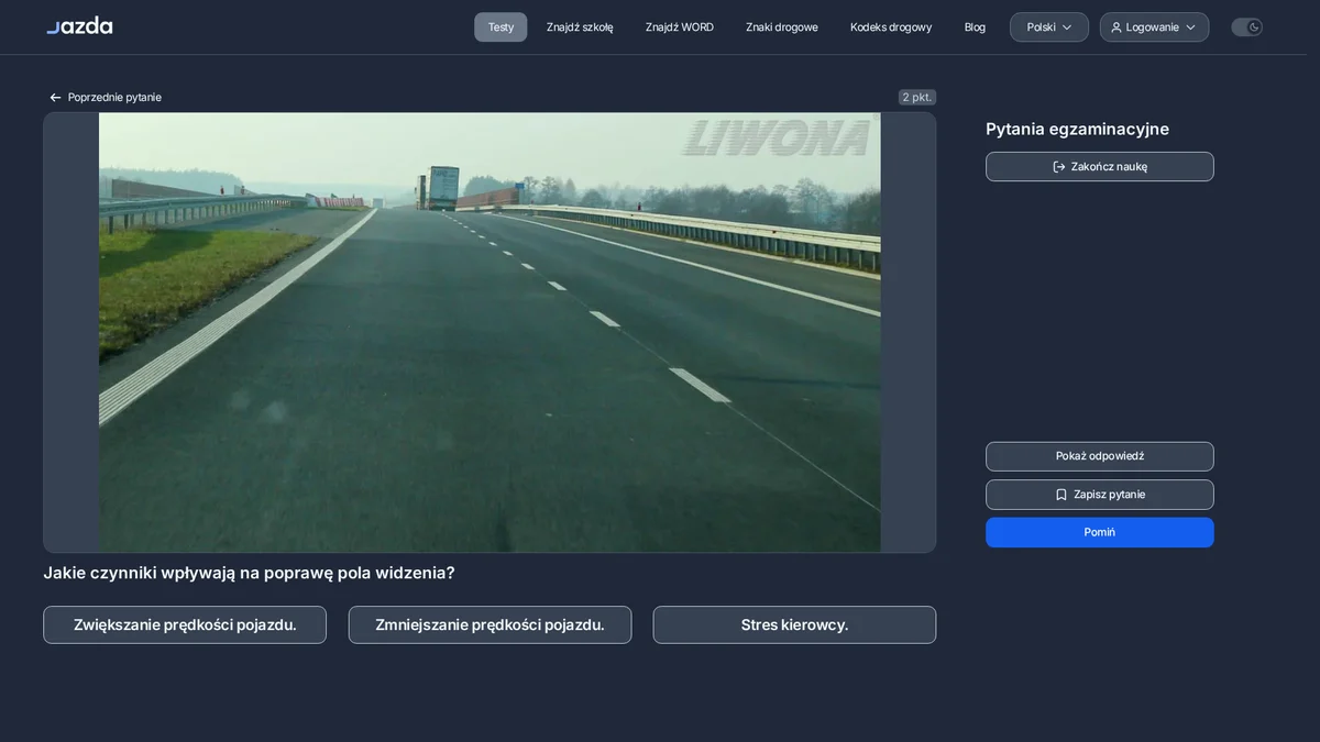 Co poprawia pole widzenia kierowcy podczas jazdy