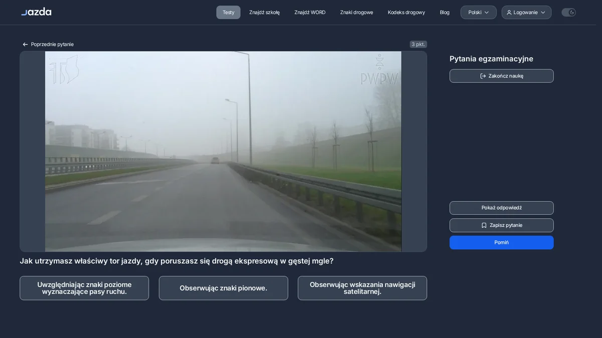Jazda we mgle na drodze ekspresowej - jak utrzymać tor jazdy