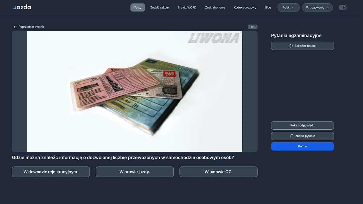 Ile osób wolno przewozić - gdzie to sprawdzić