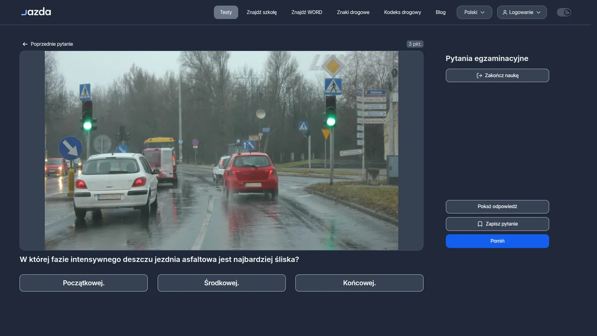 Kiedy jezdnia jest najbardziej śliska podczas deszczu