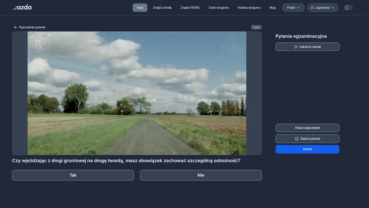 Wjazd z drogi gruntowej na drogę twardą - kto ustępuje pierwszeństwa