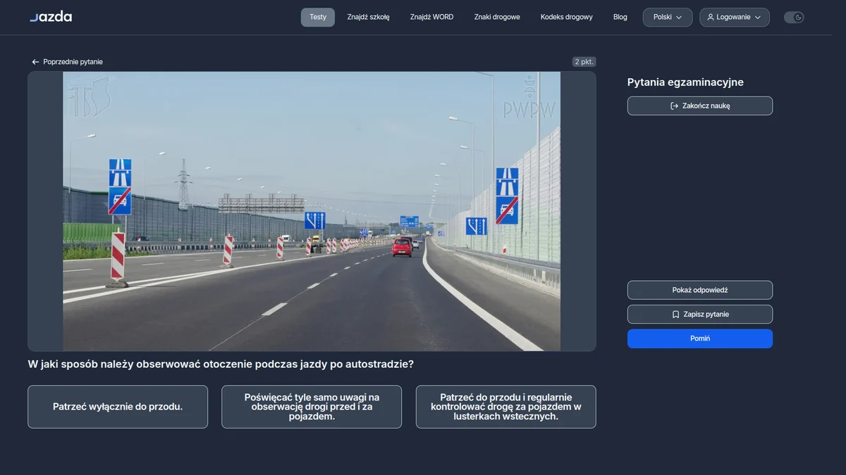Jak obserwować otoczenie podczas jazdy po autostradzie