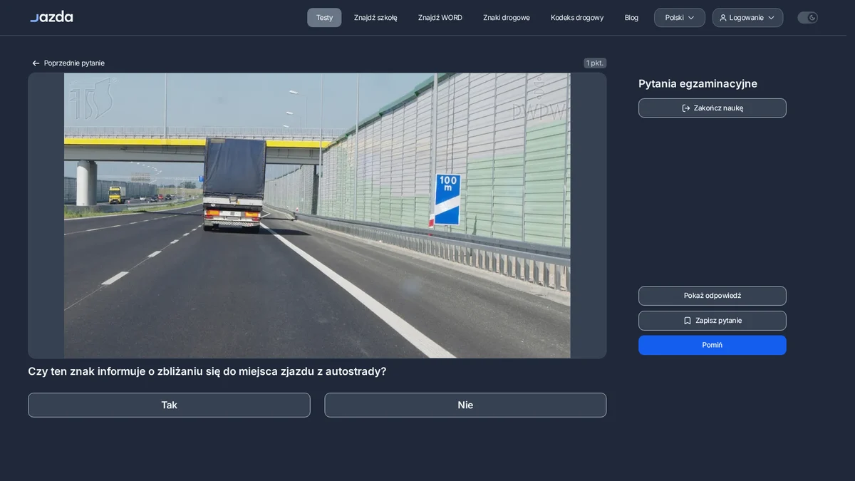 Znak zjazdu z autostrady - jak czytać oznaczenia przed węzłem