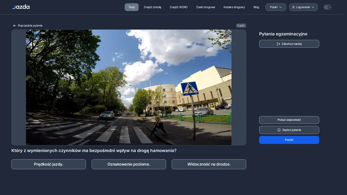 Droga hamowania - który czynnik wpływa na nią bezpośrednio