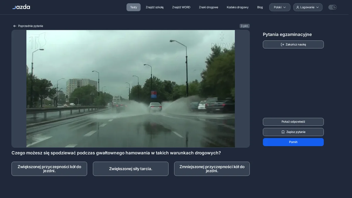 Przyczepność kół podczas gwałtownego hamowania - czego się spodziewać