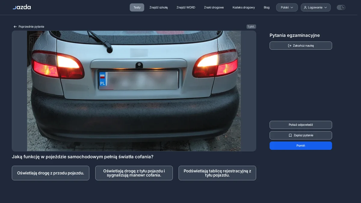 Światła cofania - do czego służą i co sygnalizują innym