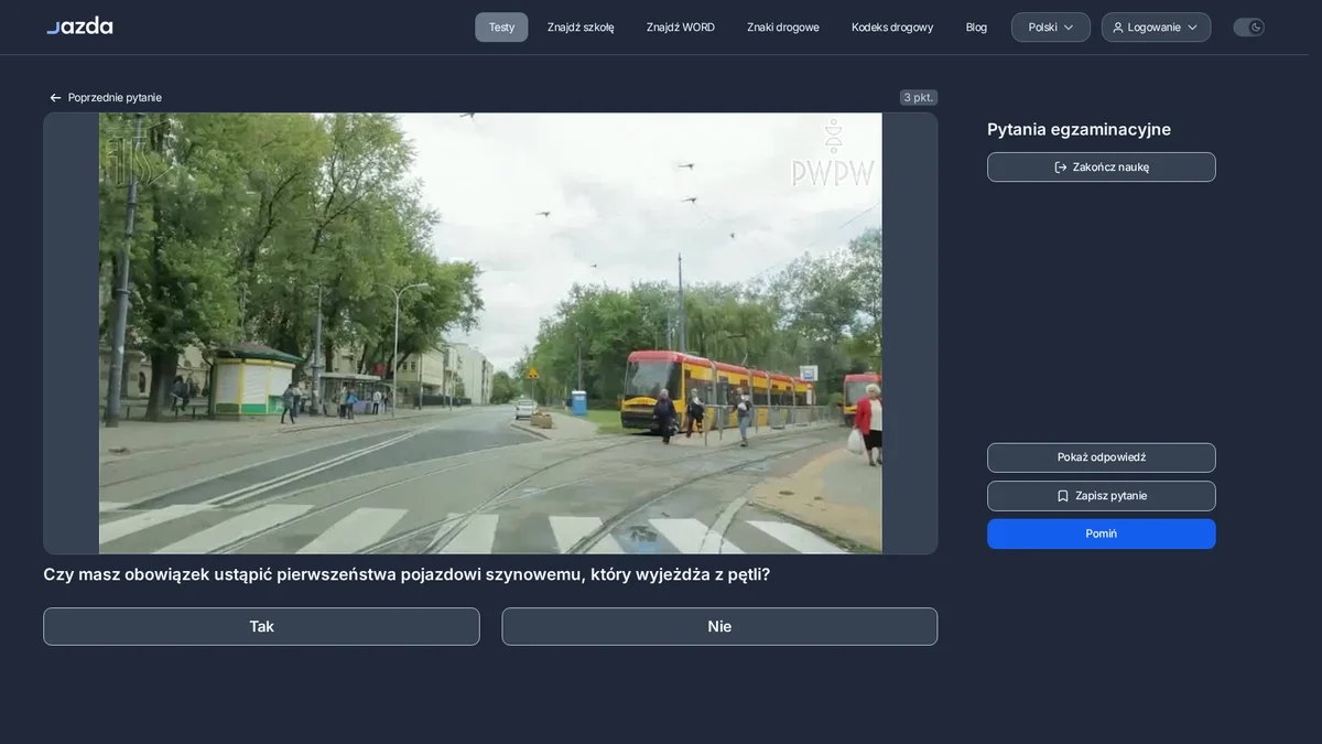 Pierwszeństwo pojazdu szynowego - czy tramwaj z pętli ma pierwszeństwo
