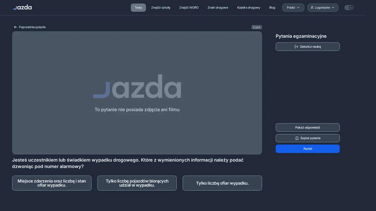 Co podać dzwoniąc na numer alarmowy po wypadku drogowym