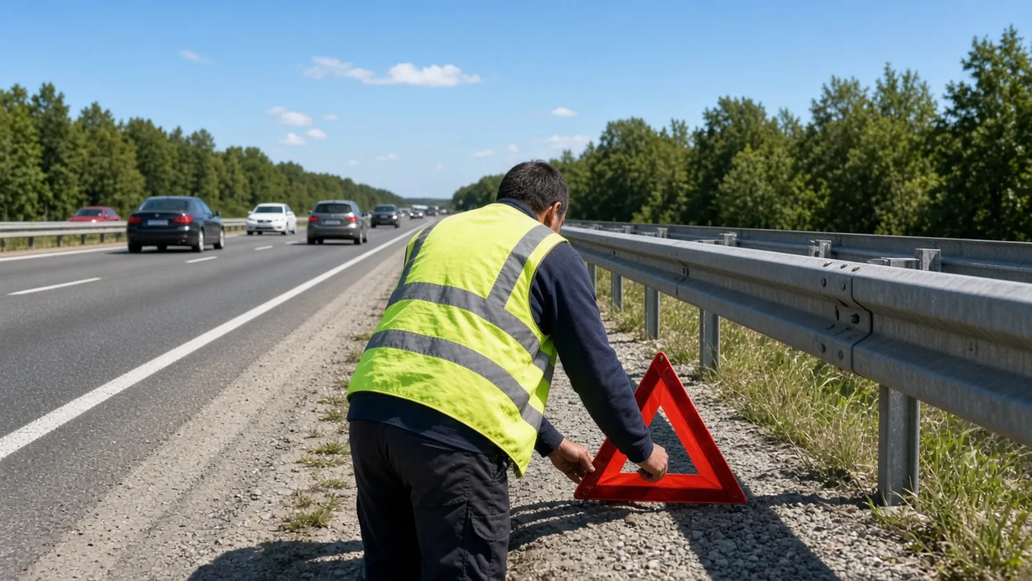 Awaria na autostradzie: trójkąt 100 m, kamizelka i 112