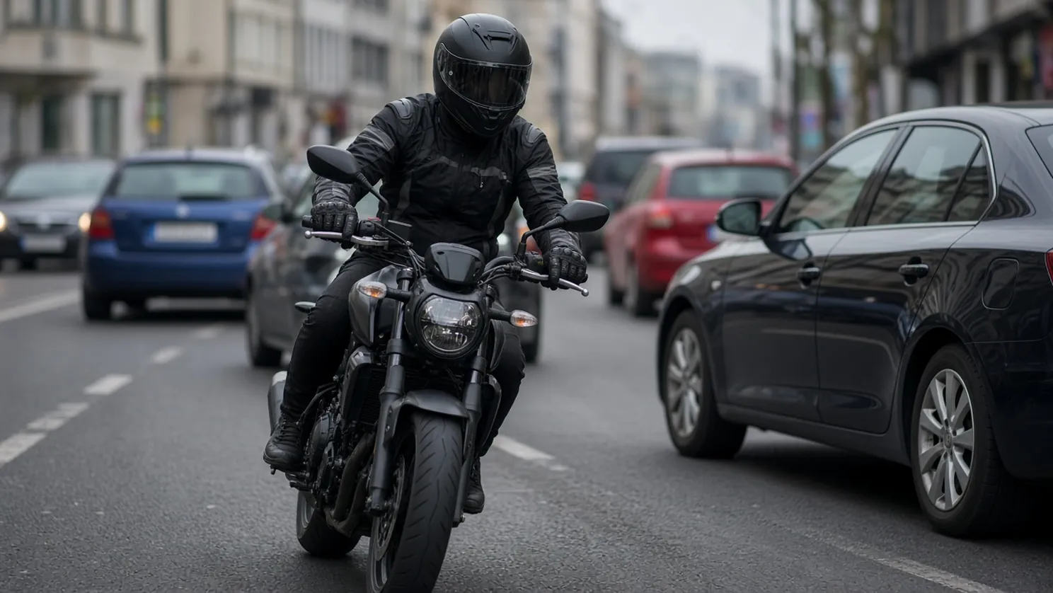 Motocykl w korku: między autami, omijanie i linia ciągła