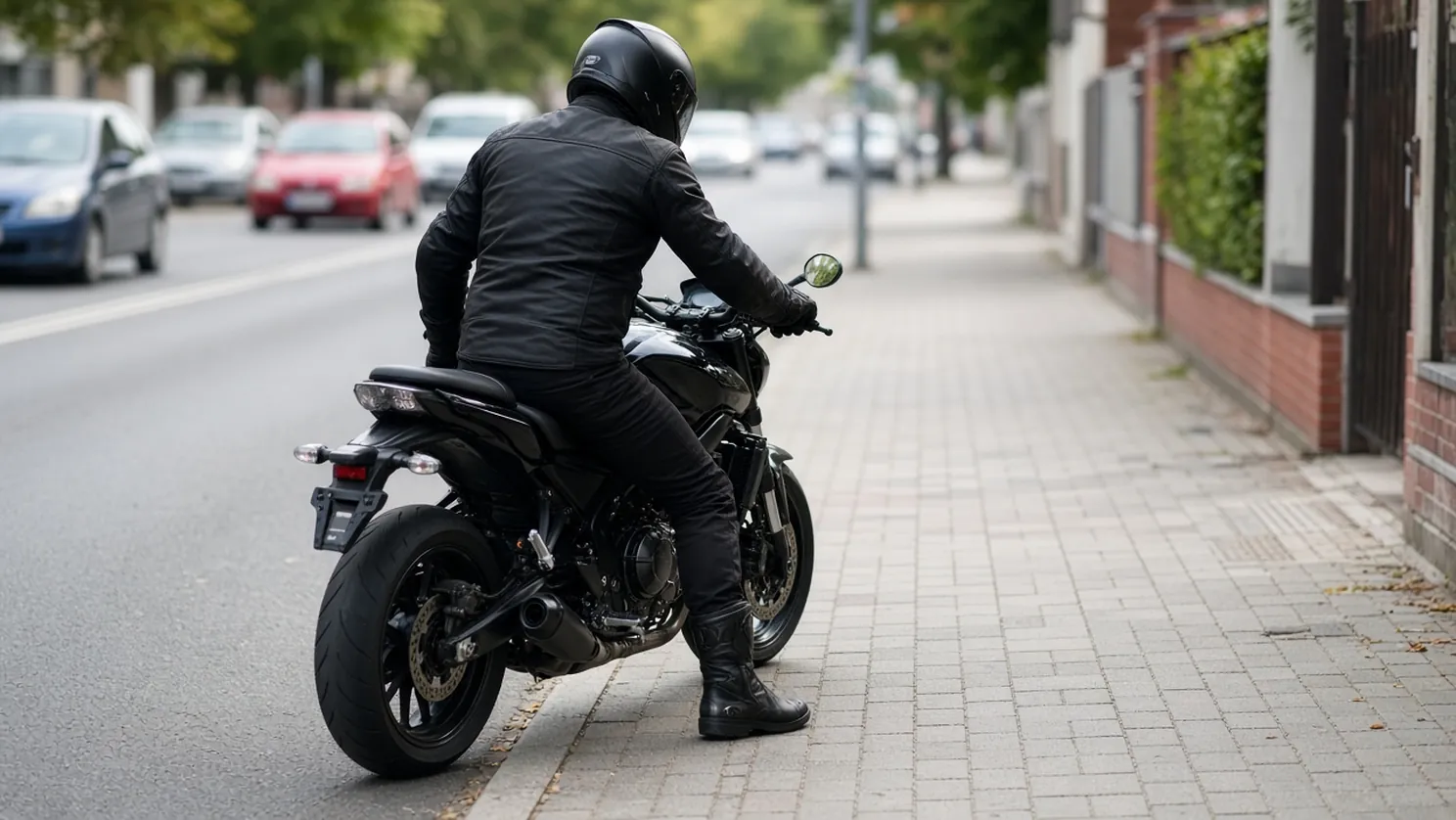 Parkowanie motocykla na chodniku: art. 47 i 1,5 m dla pieszych