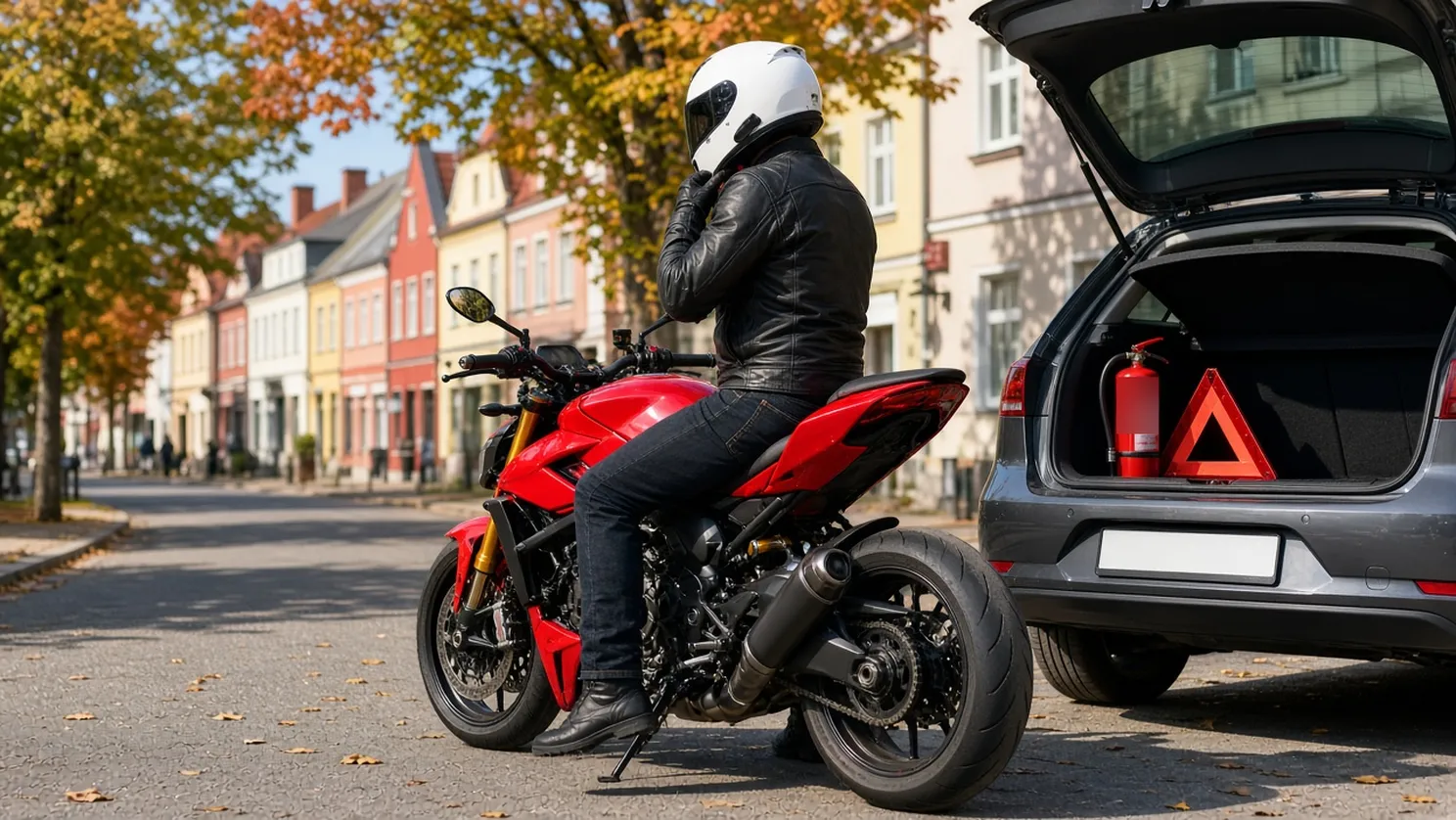 Obowiązkowe wyposażenie motocykla: kask tak, gaśnica i trójkąt nie