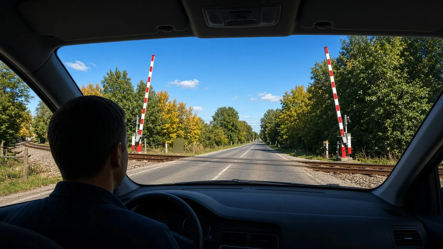 Torowisko i przejazd kolejowy na egzaminie praktycznym kat. B
