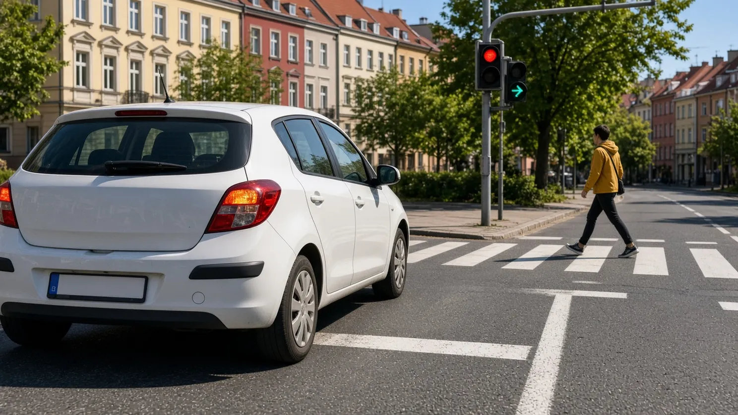 Sygnalizacja świetlna na egzaminie kat. B: strzałka i żółte światło