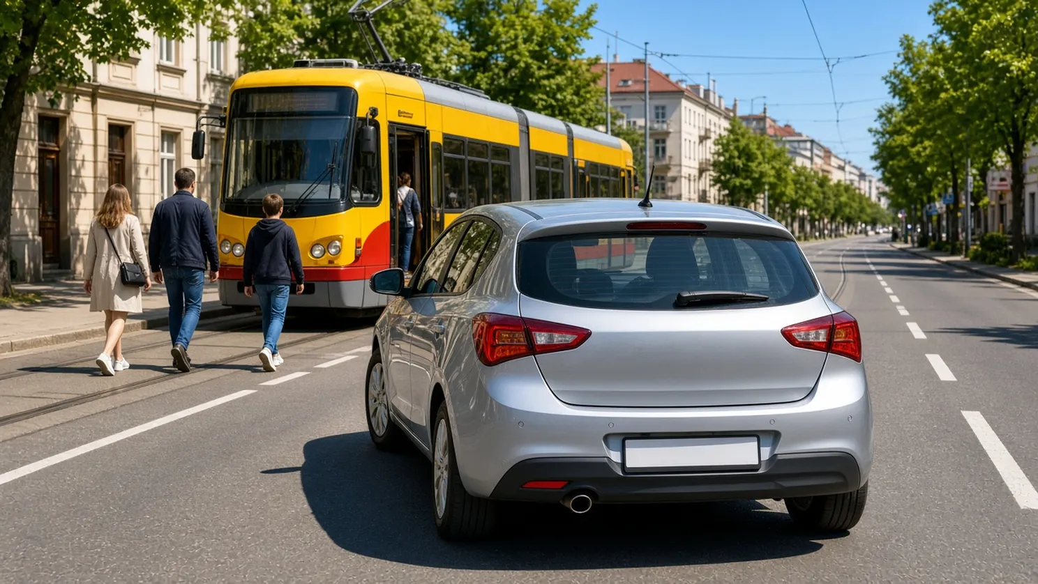 Przystanek tramwajowy i autobusowy na egzaminie kat. B: zasady