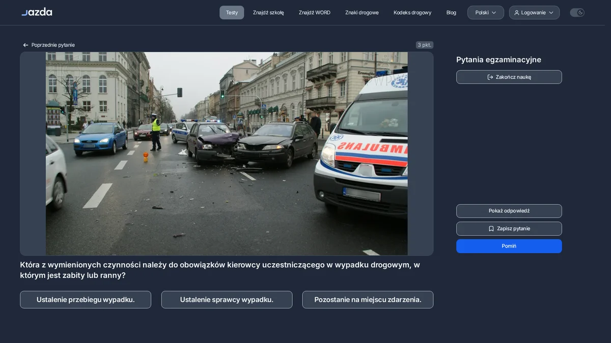 Obowiązki kierowcy po wypadku z rannymi lub zabitymi
