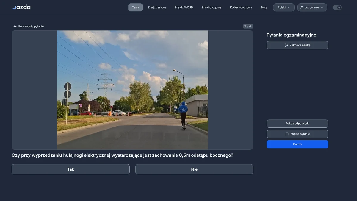 Odstęp przy wyprzedzaniu hulajnogi i roweru - dlaczego 0,5 m to za mało