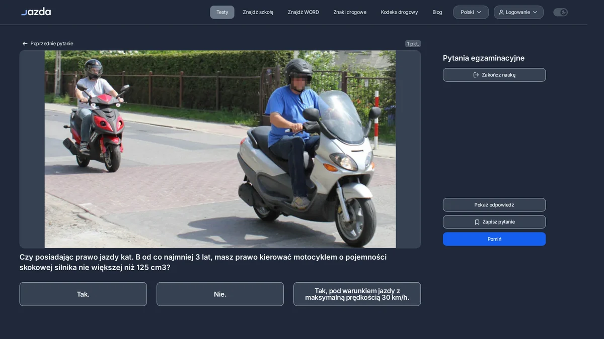Motocykl 125 na prawo jazdy kat. B - kiedy możesz jeździć