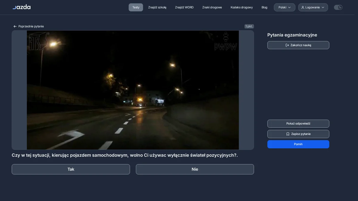 Światła pozycyjne w nocy - czy wolno nimi jechać samochodem