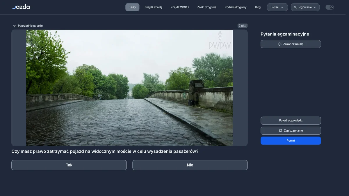 Zatrzymanie na moście - czy wolno wysadzić pasażerów