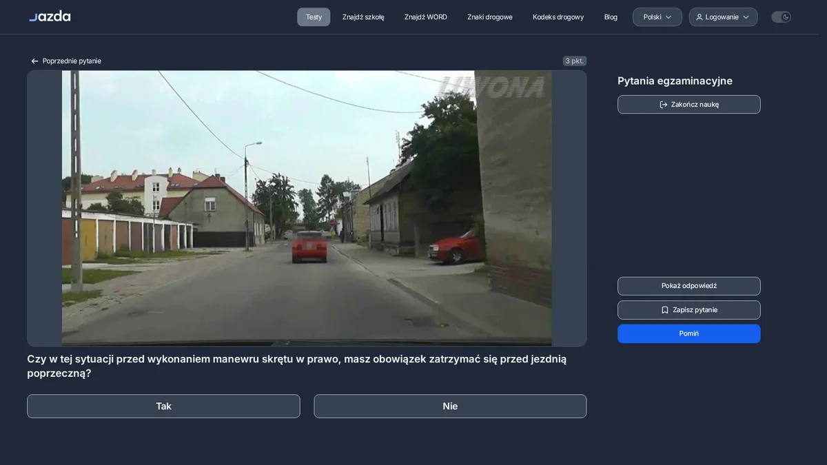 Obowiązek zatrzymania się przed znakiem STOP - czy dotyczy także skrętu w prawo