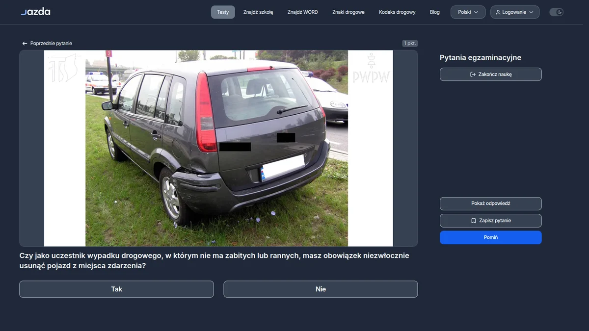 Usunięcie pojazdu po wypadku bez ofiar - obowiązek każdego kierowcy
