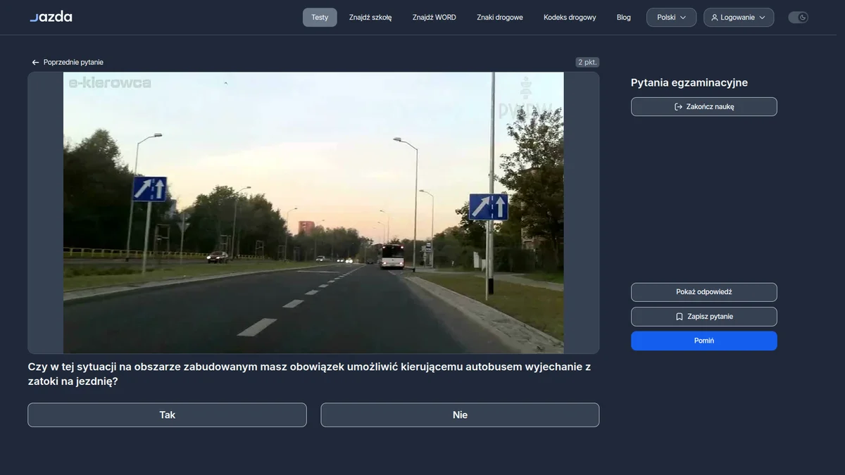 Umożliwienie autobusowi wyjazdu z zatoki - kiedy musisz ustąpić w terenie zabudowanym?