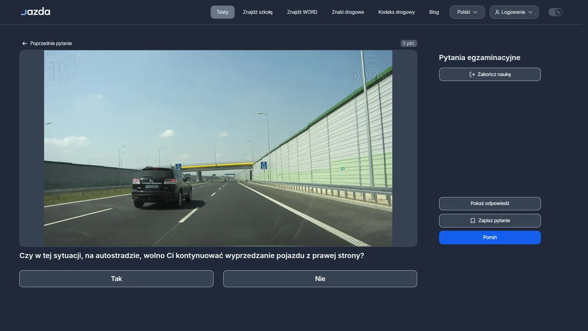Wyprzedzanie z prawej na autostradzie - kiedy jest dozwolone