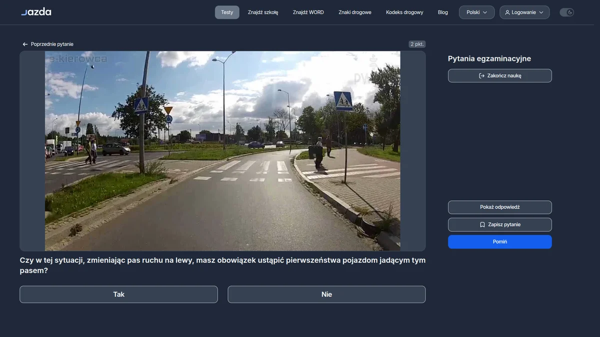 Pierwszeństwo pojazdów na pasie docelowym przy zmianie pasa ruchu