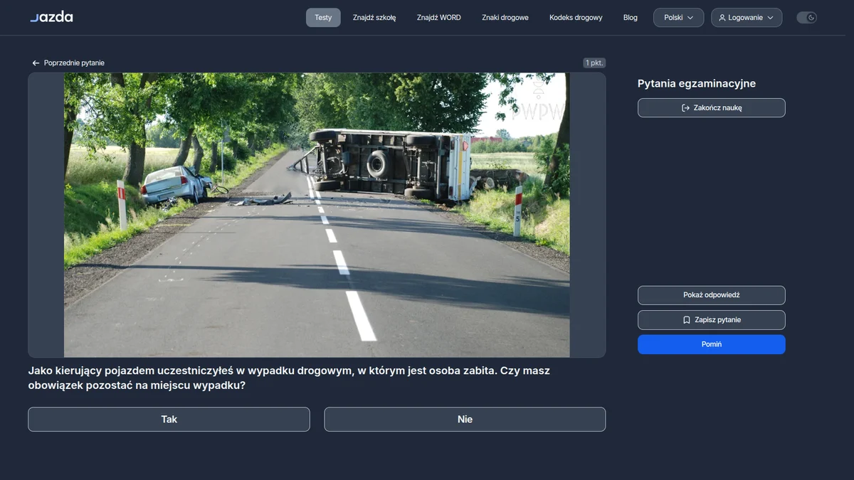 Wypadek drogowy ze skutkiem śmiertelnym - czy musisz pozostać na miejscu?