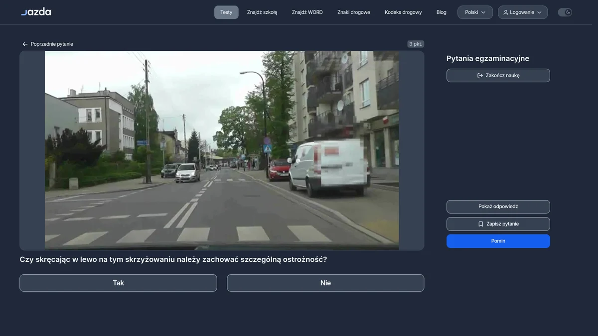 Szczególna ostrożność skręcając w lewo - co musisz wiedzieć przed egzaminem